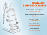 Removable Dock Ladder 5 Steps, 159 kg Load Capacity, Pontoon Boat Ladder with 4'' Wide Step & V952-MTXTCXSJFHXJDO516V0