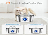 304 Stainless Steel Pet Water Fountain, 3.2L Oval Design with Dual Water Flow, Ultra-Quiet Automatic V1341-ZY-U2JP4ZL9-C