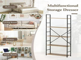 CARLA HOME 5 Tier Bookshelf - Industrial Display Shelf - Brown - Rustic - Steel - Living Room Office V178-36414