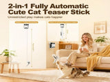 2-in-1 Automatic Cat Teaser Wand with Strong Suction Base, Interactive Feather & Plush Ball Toy for V1341-ZY-7EAEACP7-WHITE-S