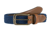Dents Mens Elastic Stretch Belt Leather End Webbing - Ocean V563-8-4053-OCEAN-L