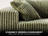 Sarantino Soffia 2.75m Green Corduroy Corner Sofa with Chaise L-Shape Sectional Couch 3 Seater SOFA-MFL-337-GN