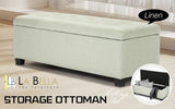 Storage Ottoman Stool 102cm Fabric LIGHT GREEN V274-FT-GQ003-LGN