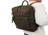 POLICE Wings Mens Canvas Backpack Bag with Laptop Computer Sleeve in Dark Olive V563-POL-34-DKOLIVE