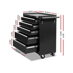 Giantz 5 Drawer Tool Box Cabinet Chest Trolley Box Garage Storage Toolbox Black TB-5DR-ROLL-BK