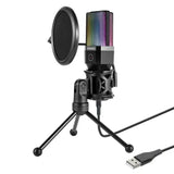 Simplecom UM650 USB Cardioid Condenser Microphone Gaming RGB Lights with Tripod & Pop Filter V1202-V2-HXSI-UM650