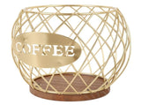 Coffee Pod Holder Iron Large Capacity Stylish Look Easy Access Wooden Base Coffee Pod Storage V1294-YM0901-3118240273212