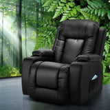 Artiss Recliner Chair Electric Heated Massage Chairs Faux Leather Cabin RECLINER-A3-BK-AB