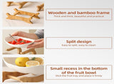 CARLA HOME 3-Tier Ceramic Fruit Bowl Basket with Bamboo Stand for Kitchen Counter, Snack Tray, LSB-36196
