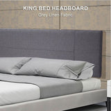 Linen Fabric King Bed Headboard Bedhead - Grey V63-800757