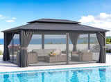 Instahut 3x4.25m Gazebo Hardtop Steel Roof Outdoor Pavilion GAZB-IR-ALU-RF-3X4-ABCD