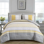 Floral Stripes Comforter Set, King Size, Deluxe 3-Piece Bedding with Pillowcases V745-MAB010939AJ3