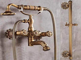 Bathtub Faucet with Handheld Shower Antique Brass Wall-Mounted Multifunctional Mixer Tap, Hot & V1107-113-05005-BRO-C