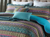 Grenn Teal Boho style Printed Bedspread Quilt Set Pillowcases V745-MAC06193Q13U
