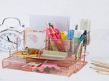 Cute Mesh Office Supplies Accessories Essentials Caddy with Drawer for Home & Office Desktop V1192-AZ-W-13517