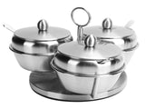 Stainless Steel Seasoning Pot Spice Salt Sugar Bowl Container with Rotating Storage Rack Lid Spoon V1294-YM0721-3118210032611
