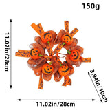 Halloween Pumpkin Wreath - 28cm Orange Mesh Door Decor with Mini Jack-o-Lanterns & Witch Print V888-ELOSUNG56816
