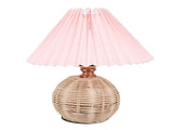 Pleated Table Lamp Soft Yellow Light Linen Lampshade Rattan Base Bedside Lamp for Bedroom Roseate V1294-YM0901-3119250082811