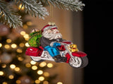 Christabelle 6 Glass Christmas Baubles Motorcycling Santa Novelty 11cm Xmas Tree Decorations Ha 112_YAN320