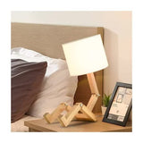 Creative Robot Table Lamp, Height Adjustable, Can Hold Books, Wooden Bedside Lamp, Fabric Shade, E27 V1188-ZXY-117-0059