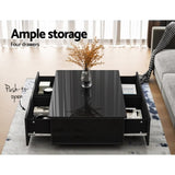 Artiss Coffee Table 4 Drawers Black Trevi FURNI-L-COF01-BK-AB