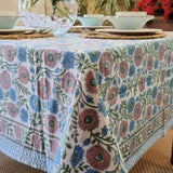 Kolka Kumudani Hand Block-Printed Tablecloth - Pink V563-0084