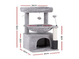 i.Pet Cat Tree Tower 82cm Scratching Post Furniture Scratcher House Light Grey PET-CAT-S82-LTGR