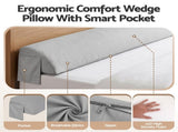 Giselle Queen Bed Wedge Pillow For Headboard, Close Gap And Stop Pillows Sliding, Perfect For Dorm PILLOW-GAP-WDG-Q-GY