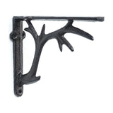Decorative Iron Deer Antler Shelf Bracket, Sturdy Wall Mount Support, Rustic Cabin Floating Shelf V1192-AZ-W-24663