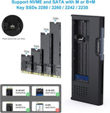 BENFEI 345GY M.2 NVME SATA SSD Enclosure, 10 Gbps USB Type-C/Type-A to NVME PCI-E SATA M-Key/ V28-ELEBEN345GY