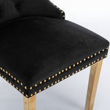 AADEN 2x Velvet Dining Chairs with Golden Metal Legs-Black V226-SW1501BK