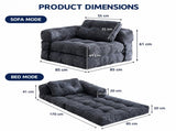 Foldable Corduroy Sofa Bed with Tufted Buttons and Side Buckle Straps, Convertible Lounger for V1341-ZY-WB52SDVY-GREEN