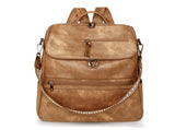 Yellow Stylish Anti-Theft Backpack for Women - Vintage PU Leather Convertible Rucksack & Shoulder V888-ELOSUNG33378