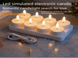 LED Rechargeable Flameless Candle Night Light Set USB Charging Decorative V888-ELOSUNG53483