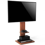 32"-65" Tv Floor Stand Adjustable Corner Tv Mount Bracket With Sturdy Wood Base V767-U-718-BK-V1