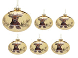 Christabelle Large Gold Glass Baubles 6Pcs with Reindeer Print Balls Christmas Tree Decoration 112_YAN205S6