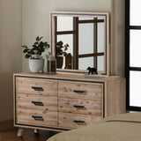 Dresser with 6 Storage Drawers in Solid Acacia With Mirror in Silver Brush Colour V43-DRS-SSH