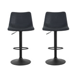 Artiss 2x Bar Stools Vintage Leather Swivel Gas Lift Black BA-K-0224-BKX2