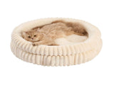 50x50x18 CM Beige Ultra-Soft Thickened Round Pet Bed with Stripe Texture - Plush Self-Warming Donut V888-ELOSUNG49674