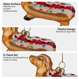 Christabelle Box of 6 Glass Sausage Dog Dachshund Hotdog Bauble 112_YAN310S6