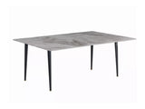 Glossy Gray Rectangular Stone Dining Table With Slim Black Legs V767-JJ-XZ327-YDL