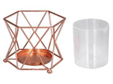 Plant Vase with Wrought Iron Flower Stand Transparent Glass Flower Pot Hydroponic Vase for Living V1294-YM0715-3115210273411