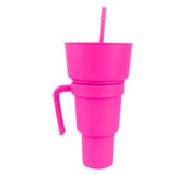 2 In 1 Snack Drink Cup with Straw Large Opening Plastic Beverage Cup Top Snack Bowl for Movie V1294-YM0901-3118230165615