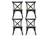 Artiss 4x Dining Chairs Rattan Wooden Kitchen Accent Chair Cafe Lounge Rubber Wood DINC-G-RA-BKX4