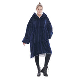 Navy Blue Oversized Wearable Blanket Hoodie - Ultra Soft & Cozy Snuggle Pullover for Adults V888-ELOSUNG33399