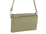 Pierre Cardin Ladies Cross Body Bag Leather Clutch Shoulder Sling Womens - Sage V563-PC2854-SAGE