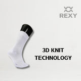 15X Rexy 3D Seamless Crew Socks Large Slim Breathable WHITE V274-GM-RX3DCW-L15-WH