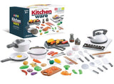 52PCS Kitchen Play Kids Pretend Playset with Cookware Pots and Pans Set Play Food Fruits Cooking V1294-YM0901-H37463W