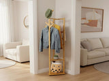 Clothes Coat Rack Garment Stand Shelf Wooden Tree Hanger Bag Hat Hook Holder V63-836771