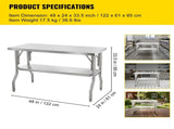 Commercial Worktable Workstation Folding Commercial Prep Table 1220x610 mm V952-CFGZT48X24YC00001V0